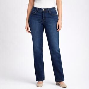 Lee Regular Fit Straight Leg Mid Rise Flex Motion Jeans 8 Medium Dark Wash